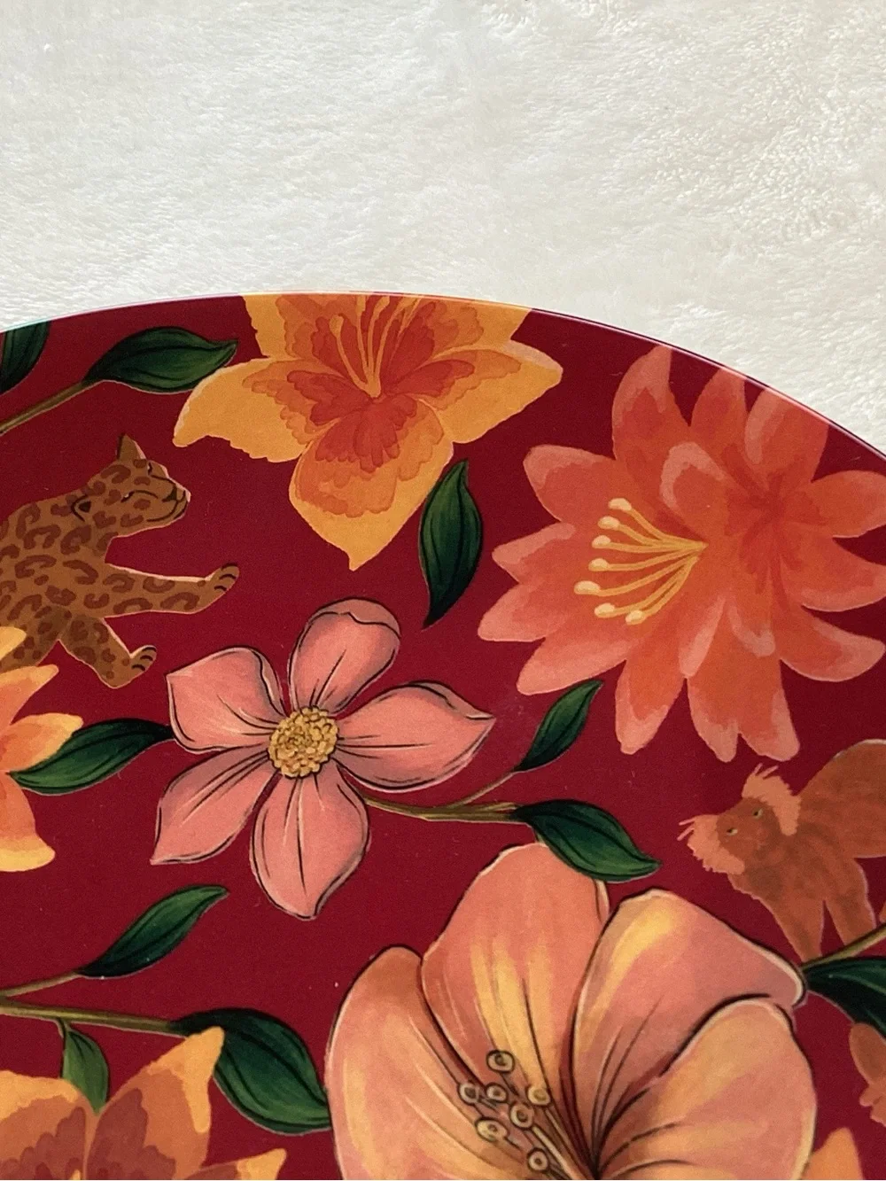 🐆FARM Rio Anthropologie Melamine Plates Dessert New Tropical Cheetah Monkey 8.5”